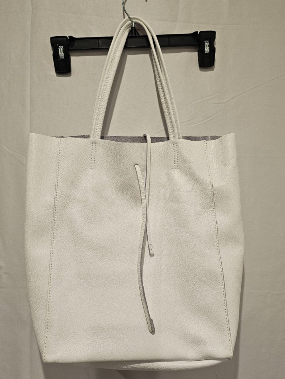 Marlon White Leather Dust Bag Made in Italy Genuine Luxury Storage Pouch